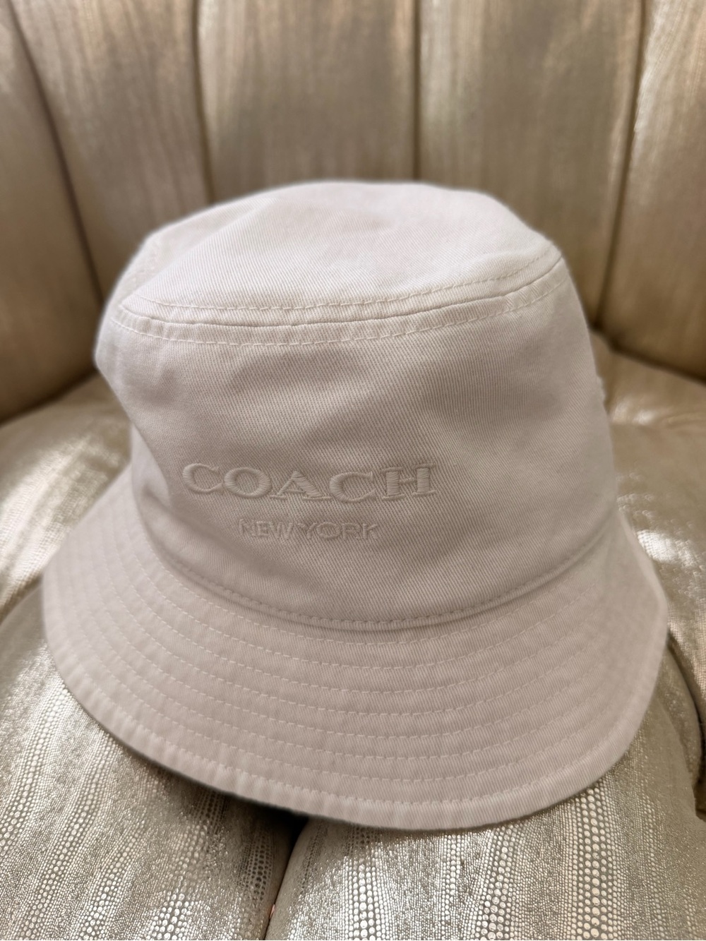 Coach Cream Embroidered Logo Bucket Hat